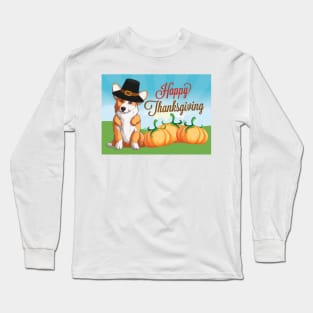 Cute Corgi Thanksgiving Long Sleeve T-Shirt